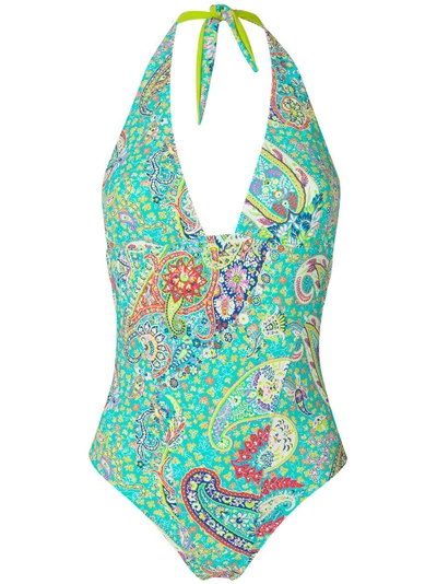 Shop Etro Paisley Collage One-piece - Green