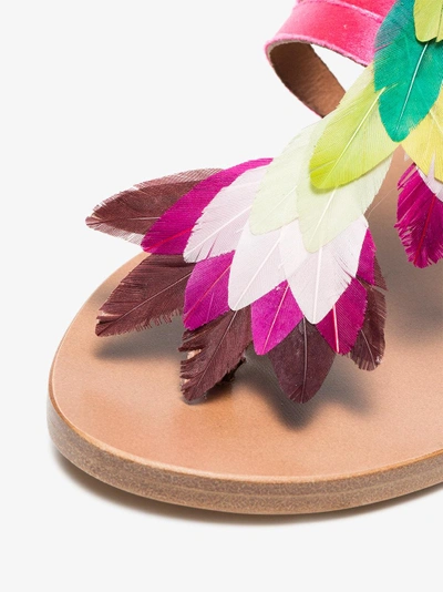 Shop Álvaro González Álvaro Multicoloured Ariana Feather Satin Sandals