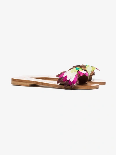 Shop Álvaro González Álvaro Multicoloured Abbi Feather Leather Sandals