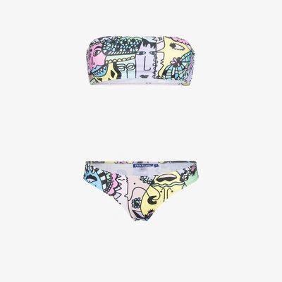 Shop Ellie Rassia Grand Hotel Print Strapless Bikini In Multicolour