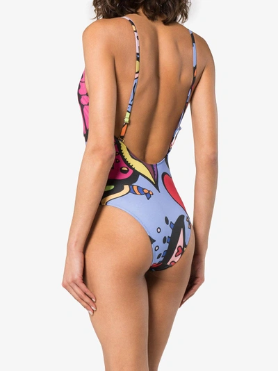 Shop Ellie Rassia Easy Is Boring Print Swimsuit In Multicolour