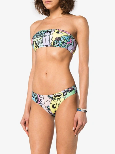 Shop Ellie Rassia Grand Hotel Print Strapless Bikini In Multicolour