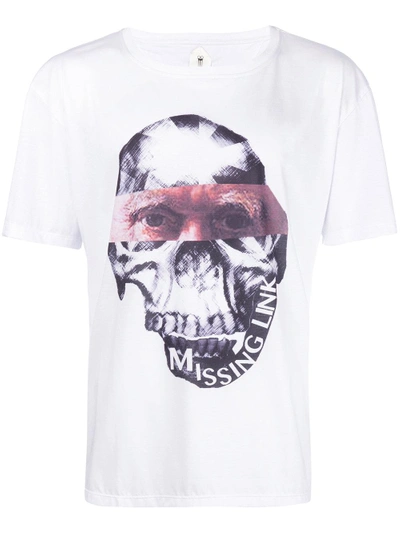 Shop Poan Skull Print T-shirt - White