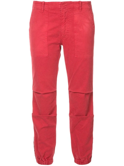 Shop Nili Lotan Cropped French Military Trousers - Red