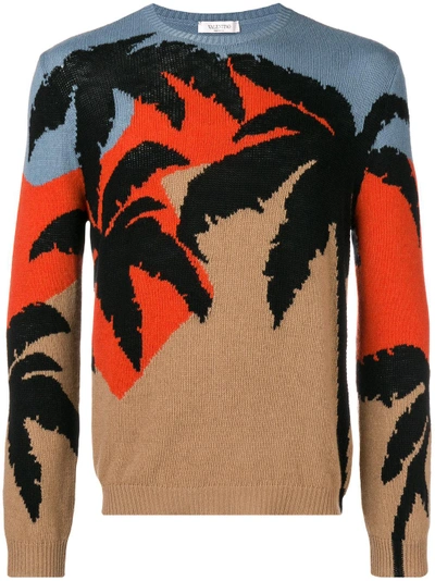 Shop Valentino Palm Colour-block Sweater In Multicolour