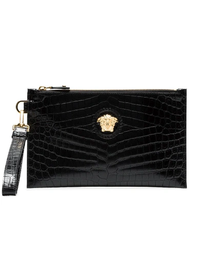 Shop Versace Black Medusa Leather Clutch Bag