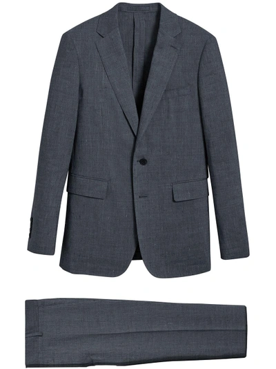 Shop Burberry Soho Fit Three-piece Linen Wool Suit - Blue