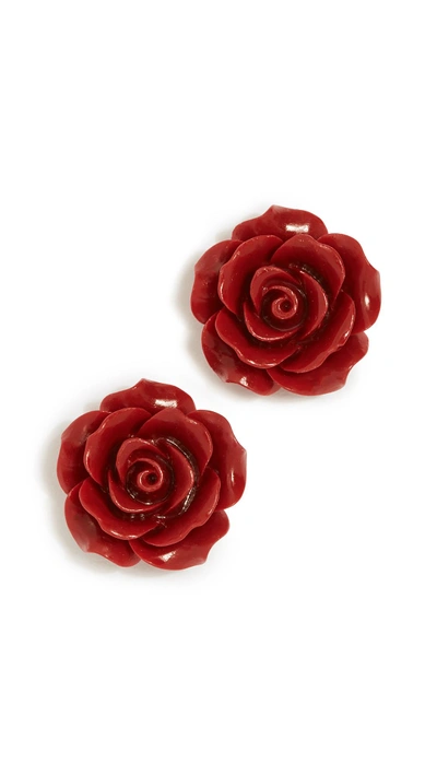 Shop Theia Jewelry Camellia Stud Earrings In Red
