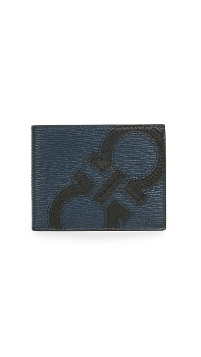 Shop Ferragamo Revival Maxy Billfold Wallet In Blue/black