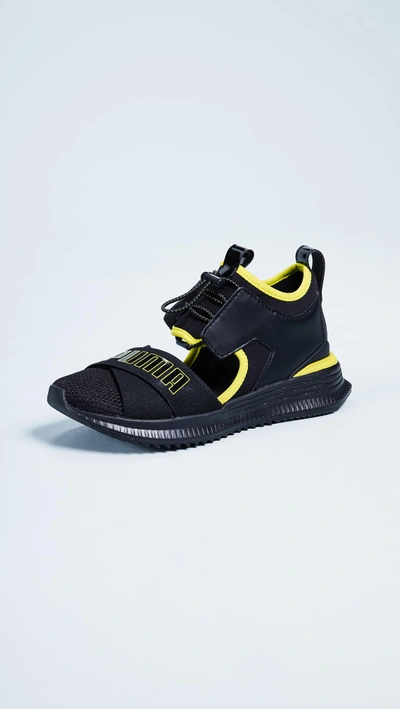 Shop Puma X Fenty Avid Sneakers In  Black/limepunch/black