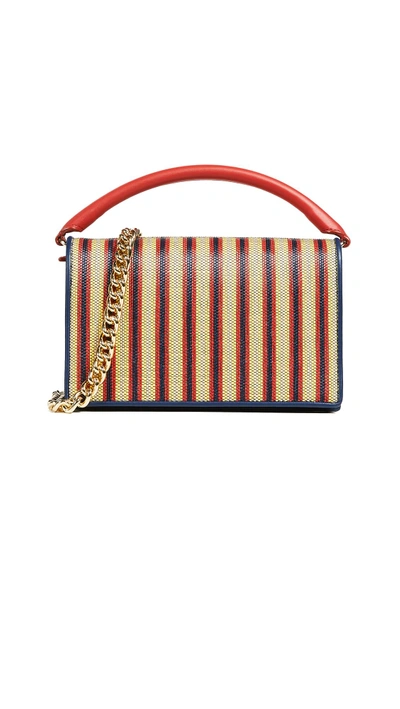 Shop Diane Von Furstenberg Bonne Soiree Raffia Satchel In Cherry Multi