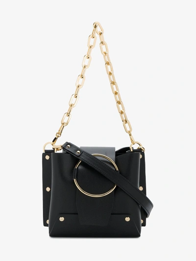 Shop Yuzefi Ladies Black Leather Delila Bucket Bag