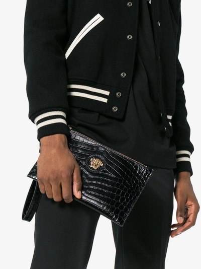 Shop Versace Black Medusa Leather Clutch Bag