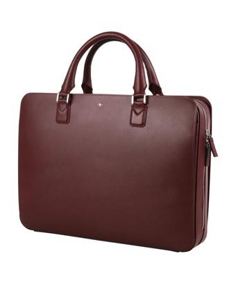 red leather computer bag