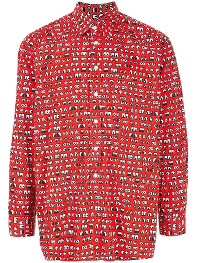 Shop Walter Van Beirendonck Vintage Eyes Print Shirt - Red