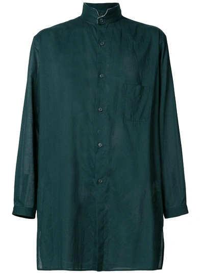 Shop Yohji Yamamoto Long Fitted Shirt - Green