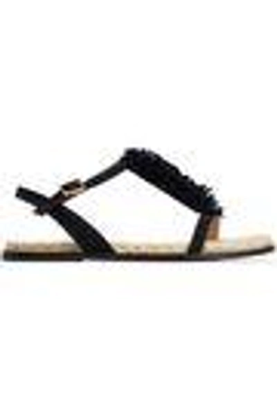 Shop Castaã±er Woman Margarita Fringed Suede Sandals Midnight Blue