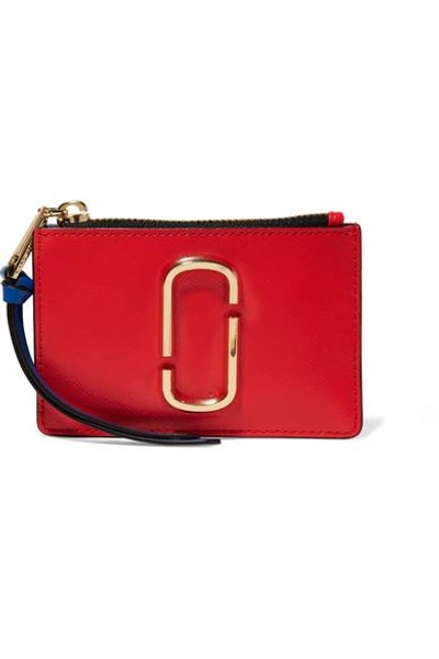 Shop Marc Jacobs Snapshot Color-block Textured-leather Wallet In Red