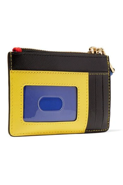 Shop Marc Jacobs Snapshot Color-block Textured-leather Wallet In Red