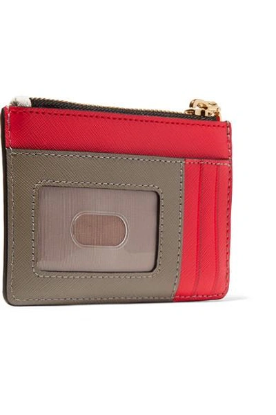 Shop Marc Jacobs Snapshot Color-block Textured-leather Wallet In Ivory