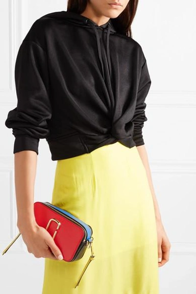 Shop Marc Jacobs Snapshot Color-block Textured-leather Shoulder Bag In Red