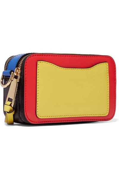 Shop Marc Jacobs Snapshot Color-block Textured-leather Shoulder Bag In Red