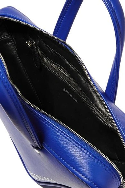 Shop Balenciaga Triangle Duffle Printed Leather Tote In Royal Blue