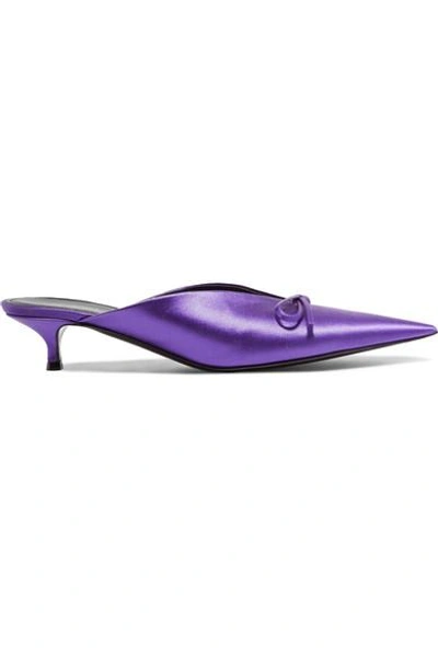 Shop Balenciaga Knife Satin Mules In Purple