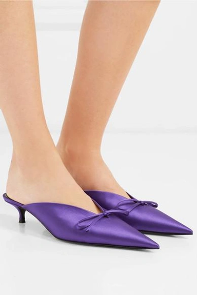 Shop Balenciaga Knife Satin Mules In Purple