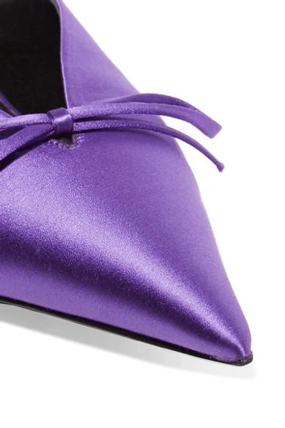 Shop Balenciaga Knife Satin Mules In Purple