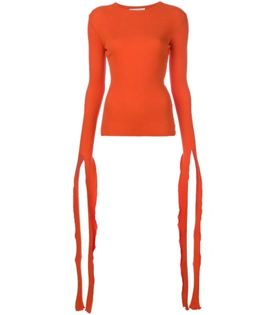 Shop Jw Anderson Orange Tie Cuff Rib Tshirt