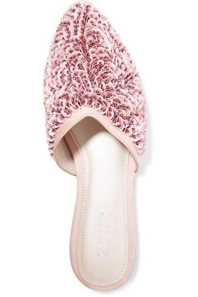 Shop Zyne Candy Embellished Satin Slippers In Pink