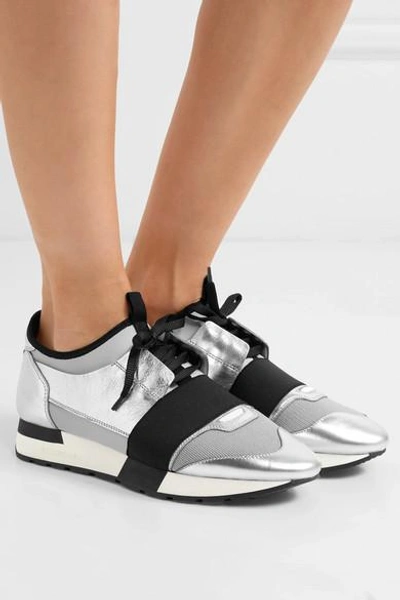 Balenciaga race runners womens hot sale silver