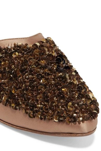 Shop Zyne Moon Embellished Satin Slippers In Gold