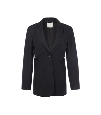 Shop Tibi Serge Suiting Cut Out Blazer In Black
