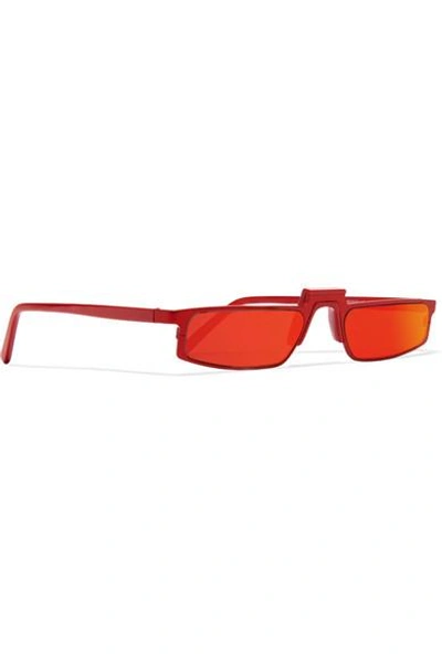 Shop Andy Wolf Ojala Square-frame Metal Mirrored Sunglasses In Red