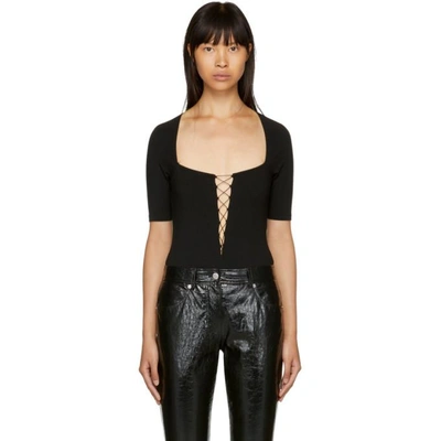 Shop Alexander Wang T Alexanderwang.t Black Criss Cross Bodysuit In 001 Black