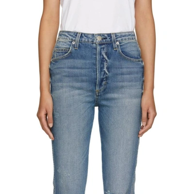 Shop Amo Blue Chloe Cropped High-rise Jeans In 150 Girl Cr