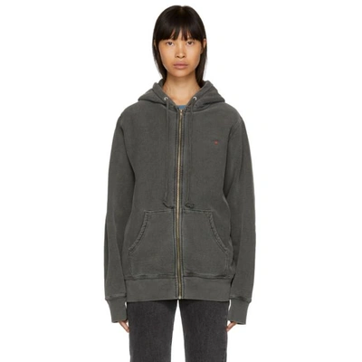 Shop Noah Nyc Grey Logo Zip-up Hoodie In Pepper