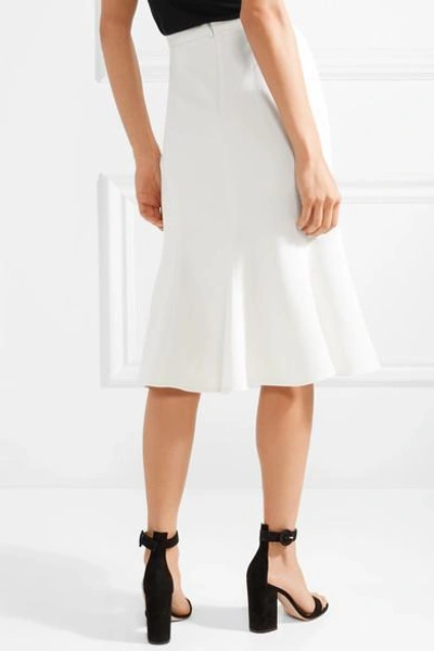 Shop Max Mara Fluted Wool-blend Midi Skirt In White