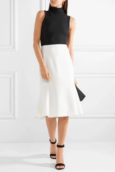 Shop Max Mara Fluted Wool-blend Midi Skirt In White