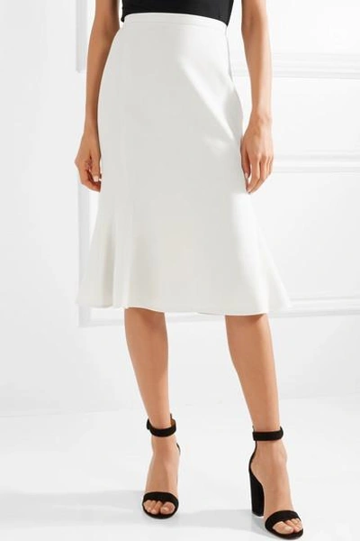 Shop Max Mara Fluted Wool-blend Midi Skirt In White