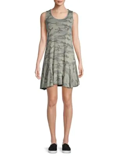 Shop Red Haute Camo Flutter-hem Dress In Moss