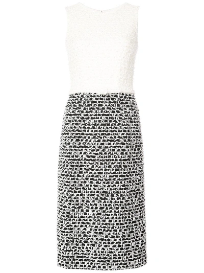 Shop Oscar De La Renta Two-tone Textured Pencil Dress - Black
