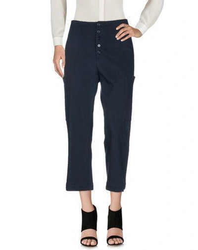 Shop Dondup Cropped Pants & Culottes In Dark Blue