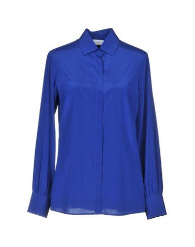 Shop Aglini Solid Color Shirts & Blouses In Bright Blue