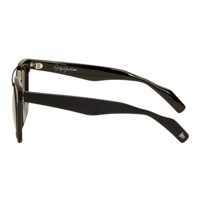 Shop Yohji Yamamoto Black Square Wire Frame Sunglasses In 002 Black