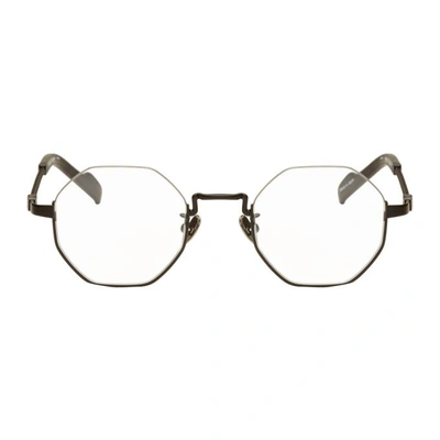 Shop Yohji Yamamoto Black Hexagonal Glasses In 1 Bk-m