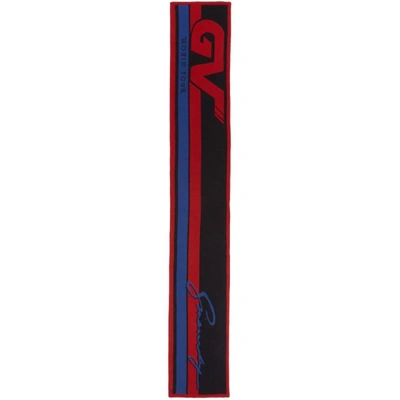 Shop Givenchy Red And Black Gv World Tour Scarf In 009 Blk/red