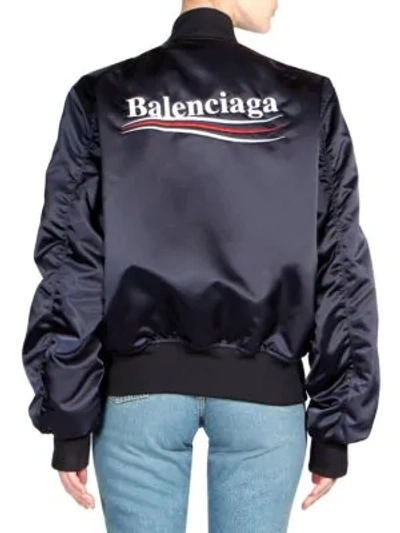 Shop Balenciaga Campaign Bomber Jacket In Navy